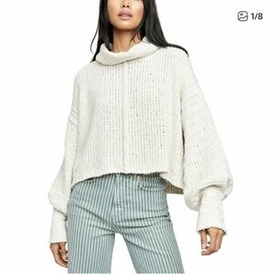 Free People Be Yours Cowl Neck Sweater - Vanilla Bean, XS oversized